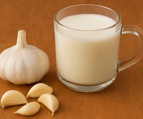 Remedio Natural Alho com Leite - Imagem gerada por IA pelo Chatgpt
