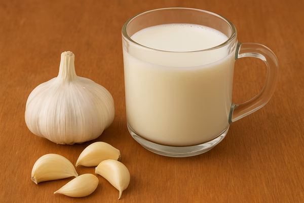 Remedio Natural Alho com Leite - Imagem gerada por IA pelo Chatgpt