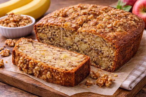 Bolo de banana maçã e nozes - Imagem via chatgpt