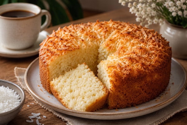 bolo de coco sem açúcar - imagem via chatgpt